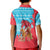 Azerbaijan Christmas Kid Polo Shirt with Santa Riding Horse Red Flame Motif and Blue Islamic Pattern Design - Wonder Print Shop