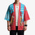 Azerbaijan Christmas Kimono with Santa Riding Horse Red Flame Motif and Blue Islamic Pattern Design - Wonder Print Shop