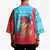 Azerbaijan Christmas Kimono with Santa Riding Horse Red Flame Motif and Blue Islamic Pattern Design - Wonder Print Shop