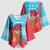 Azerbaijan Christmas Kimono Sleeve Blouse with Santa Riding Horse Red Flame Motif and Blue Islamic Pattern Design - Wonder Print Shop