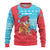 Azerbaijan Christmas Ugly Christmas Sweater with Santa Riding Horse Red Flame Motif and Blue Islamic Pattern Design - Wonder Print Shop