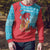 Azerbaijan Christmas Ugly Christmas Sweater with Santa Riding Horse Red Flame Motif and Blue Islamic Pattern Design - Wonder Print Shop