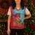 Azerbaijan Christmas Knitted V-Neck Vest with Santa Riding Horse Red Flame Motif and Blue Islamic Pattern Design - Wonder Print Shop