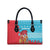 Azerbaijan Christmas Leather Bag with Santa Riding Horse Red Flame Motif and Blue Islamic Pattern Design - Wonder Print Shop