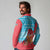 Azerbaijan Christmas Long Sleeve Polo Shirt with Santa Riding Horse Red Flame Motif and Blue Islamic Pattern Design - Wonder Print Shop