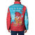 Azerbaijan Christmas Padded Jacket with Santa Riding Horse Red Flame Motif and Blue Islamic Pattern Design - Wonder Print Shop