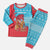 Azerbaijan Christmas Pajama Set with Santa Riding Horse Red Flame Motif and Blue Islamic Pattern Design - Wonder Print Shop