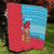 Azerbaijan Christmas Quilt with Santa Riding Horse Red Flame Motif and Blue Islamic Pattern Design - Wonder Print Shop