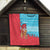 Azerbaijan Christmas Quilt with Santa Riding Horse Red Flame Motif and Blue Islamic Pattern Design - Wonder Print Shop