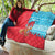 Azerbaijan Christmas Quilt with Santa Riding Horse Red Flame Motif and Blue Islamic Pattern Design - Wonder Print Shop