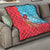 Azerbaijan Christmas Quilt with Santa Riding Horse Red Flame Motif and Blue Islamic Pattern Design - Wonder Print Shop