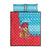 Azerbaijan Christmas Quilt Bed Set with Santa Riding Horse Red Flame Motif and Blue Islamic Pattern Design - Wonder Print Shop