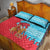 Azerbaijan Christmas Quilt Bed Set with Santa Riding Horse Red Flame Motif and Blue Islamic Pattern Design - Wonder Print Shop