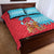Azerbaijan Christmas Quilt Bed Set with Santa Riding Horse Red Flame Motif and Blue Islamic Pattern Design - Wonder Print Shop