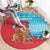 Azerbaijan Christmas Round Carpet with Santa Riding Horse Red Flame Motif and Blue Islamic Pattern Design - Wonder Print Shop