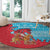 Azerbaijan Christmas Round Carpet with Santa Riding Horse Red Flame Motif and Blue Islamic Pattern Design - Wonder Print Shop