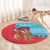 Azerbaijan Christmas Round Carpet with Santa Riding Horse Red Flame Motif and Blue Islamic Pattern Design - Wonder Print Shop