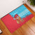 Azerbaijan Christmas Rubber Doormat with Santa Riding Horse Red Flame Motif and Blue Islamic Pattern Design - Wonder Print Shop
