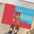Azerbaijan Christmas Rubber Doormat with Santa Riding Horse Red Flame Motif and Blue Islamic Pattern Design - Wonder Print Shop