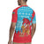 Azerbaijan Christmas Rugby Jersey with Santa Riding Horse Red Flame Motif and Blue Islamic Pattern Design - Wonder Print Shop