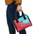 Azerbaijan Christmas Shoulder Handbag with Santa Riding Horse Red Flame Motif and Blue Islamic Pattern Design - Wonder Print Shop