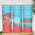 Azerbaijan Christmas Skinny Tumbler with Santa Riding Horse Red Flame Motif and Blue Islamic Pattern Design - Wonder Print Shop