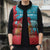 Azerbaijan Christmas Sleeveless Puffer Jacket with Santa Riding Horse Red Flame Motif and Blue Islamic Pattern Design - Wonder Print Shop