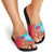 Azerbaijan Christmas Slide Sandals with Santa Riding Horse Red Flame Motif and Blue Islamic Pattern Design - Wonder Print Shop