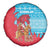 Azerbaijan Christmas Spare Tire Cover with Santa Riding Horse Red Flame Motif and Blue Islamic Pattern Design - Wonder Print Shop