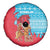 Azerbaijan Christmas Spare Tire Cover with Santa Riding Horse Red Flame Motif and Blue Islamic Pattern Design - Wonder Print Shop