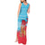 Azerbaijan Christmas Tank Maxi Dress with Santa Riding Horse Red Flame Motif and Blue Islamic Pattern Design - Wonder Print Shop