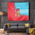 Azerbaijan Christmas Tapestry with Santa Riding Horse Red Flame Motif and Blue Islamic Pattern Design - Wonder Print Shop