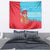 Azerbaijan Christmas Tapestry with Santa Riding Horse Red Flame Motif and Blue Islamic Pattern Design - Wonder Print Shop