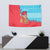 Azerbaijan Christmas Tapestry with Santa Riding Horse Red Flame Motif and Blue Islamic Pattern Design - Wonder Print Shop