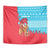 Azerbaijan Christmas Tapestry with Santa Riding Horse Red Flame Motif and Blue Islamic Pattern Design - Wonder Print Shop