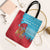 Azerbaijan Christmas Tote Bag with Santa Riding Horse Red Flame Motif and Blue Islamic Pattern Design - Wonder Print Shop