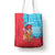 Azerbaijan Christmas Tote Bag with Santa Riding Horse Red Flame Motif and Blue Islamic Pattern Design - Wonder Print Shop