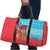 Azerbaijan Christmas Travel Bag with Santa Riding Horse Red Flame Motif and Blue Islamic Pattern Design - Wonder Print Shop