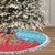 Azerbaijan Christmas Tree Skirt with Santa Riding Horse Red Flame Motif and Blue Islamic Pattern Design - Wonder Print Shop