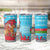 Azerbaijan Christmas Tumbler Cup with Santa Riding Horse Red Flame Motif and Blue Islamic Pattern Design - Wonder Print Shop