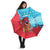Azerbaijan Christmas Umbrella with Santa Riding Horse Red Flame Motif and Blue Islamic Pattern Design - Wonder Print Shop