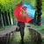 Azerbaijan Christmas Umbrella with Santa Riding Horse Red Flame Motif and Blue Islamic Pattern Design - Wonder Print Shop