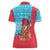 Azerbaijan Christmas Women Polo Shirt with Santa Riding Horse Red Flame Motif and Blue Islamic Pattern Design - Wonder Print Shop