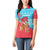 Azerbaijan Christmas Women Polo Shirt with Santa Riding Horse Red Flame Motif and Blue Islamic Pattern Design - Wonder Print Shop