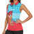 Azerbaijan Christmas Women Sleeveless Polo Shirt with Santa Riding Horse Red Flame Motif and Blue Islamic Pattern Design - Wonder Print Shop