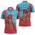 Azerbaijan Christmas Zipper Polo Shirt with Santa Riding Horse Red Flame Motif and Blue Islamic Pattern Design - Wonder Print Shop