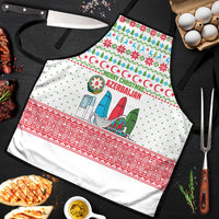 Azerbaijan Christmas Apron with Baku Skyline Azerbaijan Flag and Red Green Snowflake Pattern Design - Wonder Print Shop