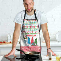 Azerbaijan Christmas Apron with Baku Skyline Azerbaijan Flag and Red Green Snowflake Pattern Design - Wonder Print Shop