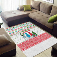 Azerbaijan Christmas Area Rug with Baku Skyline Azerbaijan Flag and Red Green Snowflake Pattern Design - Wonder Print Shop