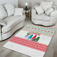 Azerbaijan Christmas Area Rug with Baku Skyline Azerbaijan Flag and Red Green Snowflake Pattern Design - Wonder Print Shop